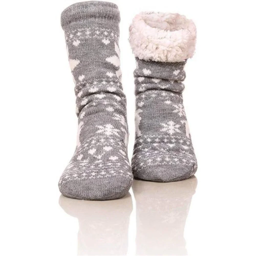 Fuzzy Warm Slipper Socks Women Winter floor Socks Super Soft lined with Grippers